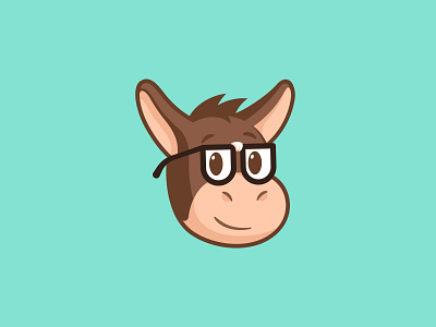 Nerd Herman animal character cute design face geek glasses happy head illustration mule nerd sticker