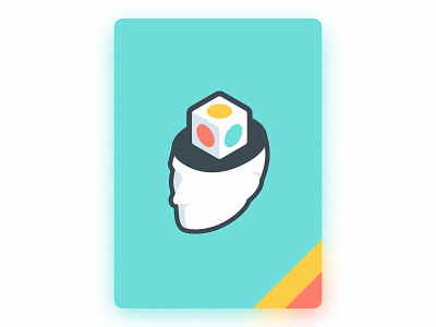 Cube Card blur card color game head icon illustration isometric line man open simple stroke