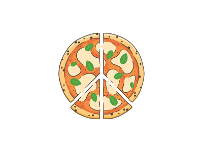 Peace-za badge basil cheese food illustration lettering margarita melt peace pizza sauce slice stroke symbol tomato