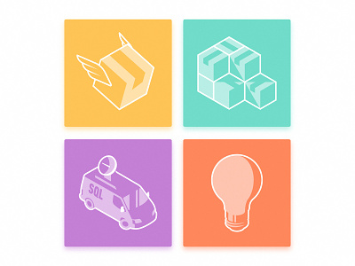 Internal Apps Icons apps box branding delivery iconography icons illustration isometric key light mule paper print shadows simple van