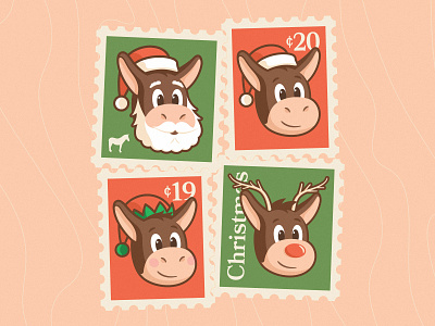 Herman is ready for christmas animal character christmas design face head holidays illustration mascot mule postal postcard rudolph santa smile stamp sticker wood