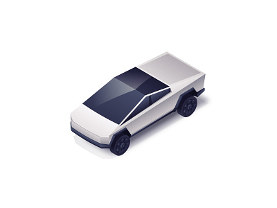 Tesla Cybertruck 3d car cybertruck gradient illustration isometric light pickup polygon punk retro shadow tesla truck vector