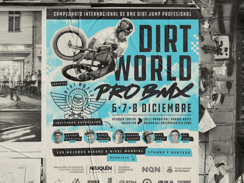 Dirt World Pro BMX urban poster argentina bicycle bmx dirt jump duotone extreme flyer graphic design mockup poster print sport street urban