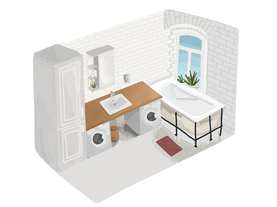 Bathroom apartment bath bathroom drawing home house illustration ipad procreate