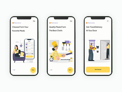 Resturama - Onboarding screens for food delivery mobile app app design illustration mobile app onboarding resturant ui user experience ux