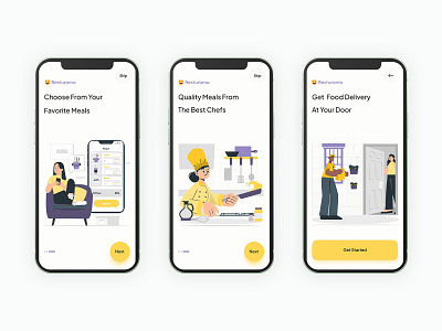 Resturama - Onboarding screens for food delivery mobile app