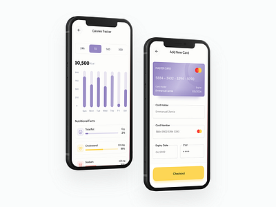 Calorie Tracker, Add Card Page Food Ordering App UI Design