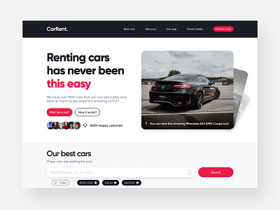 Car Rental Company Landing Page Concept design interface landing page ui uiux ux web design