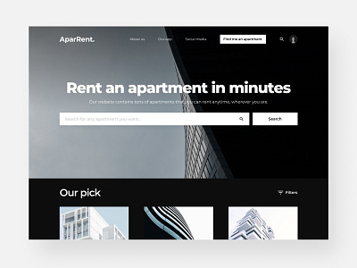 Apartment Rental Company Landing Page Concept design interface landing page ui uiux ux web design website