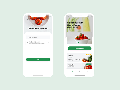 Home Page add location agriculture flat design homepage mobile app select location