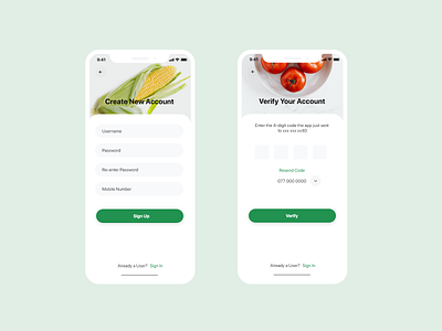 Sign Up agriculture create account flat design mobile app signup verify account