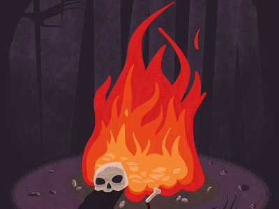 Bonfire bones bonfire fire illustration noise shadow skull vector