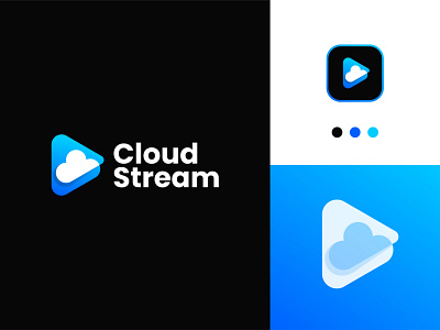 Cloud Stream logo branding design brandinglogo button clean clothingline cloud design freelancer icon illustration logo logo logomaker modern play remote simple stream technology ui ux