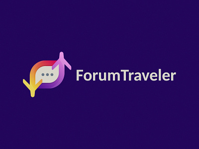 Forum Traveler Logo branding design brandinglogo chat design explorer forum freelancer hotel illustration logo logo logomaker logomaker plane talk travel traveler ui