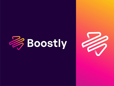 Boostly Logo abstract logo app b b logo cool dating app digital logo fire freelancer great logo icon letter b logo logo design minimalist modern play playbutton simple logo wings