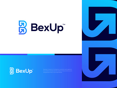 BexUp logo 2021 agency arrow up bold branding branding design clean freelancer great mark growth letter b logo logo logomaker memorable minimalist modern succes tech trending ui