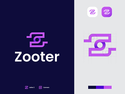 Zooter logo 2021 animation app branding design camera company freelancer gradient letter z logo logomaker meeting minimalist modern print software startup trending ui zoom
