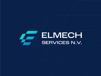 Elmech Services N.V. - Letter E 2021 bold branding branding design design dynamic e engineering freelancer growth letter e logo modern movement projects simple technology thrive ui young