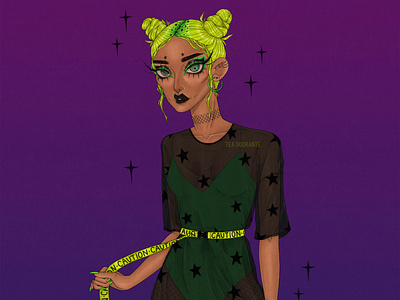 Chemical Spill cybergoth cyberpunk digital 2d digital illustration editorial fashion fashion goth illustration makeup neon portrait portrait art stylized tea doorante women of color