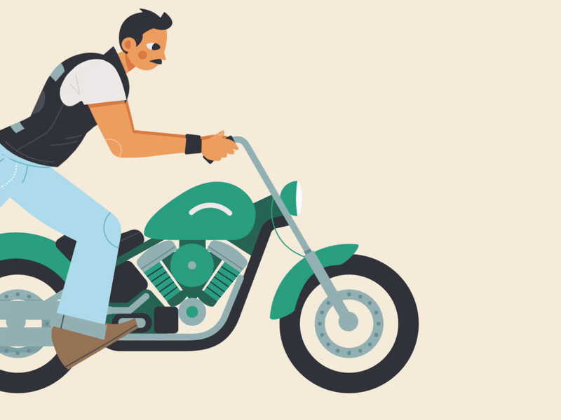 Kick Start 💨 animation bike biker character engine hells motor motorbike run run cycle