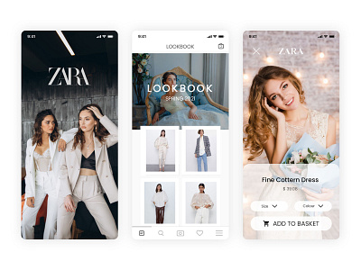 Zara App UI Kit app branding design fashion app gallery ios app design lookbook redesign shopping shopping app ui kit zara zara shopping app