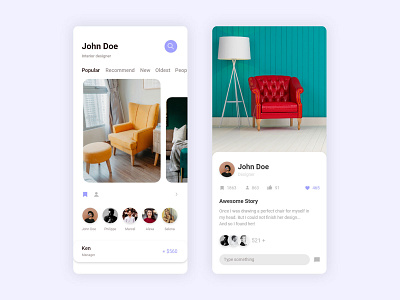 Interior App UI Kit app black black hunt chair furniture hunt landing landing page lighting man man sitting modern modern furniture page sit sitting ui ux