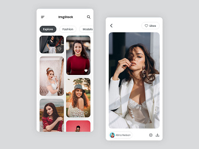 Free Stock Image App UI Kit app app redesign branding challange design gallery redesign stock image ui ux