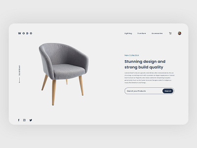 Furniture Web Landing Page app chair furniture home home decor landing lighting man man sitting minimal page sit sitting slider ui ux