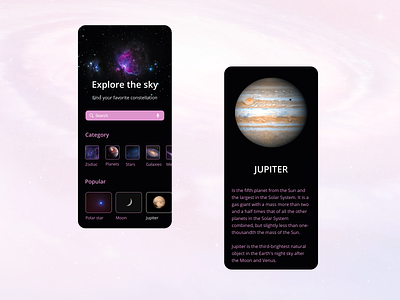 Space Mobile app design