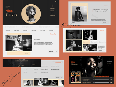 nina simone jazz blog design jazz landing design music album music player musician ux ui