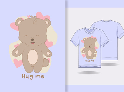 hand draw cute bear with t shirt design animation art branding design flat illustration tshirt vector
