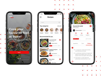 Recipe App app cooking app design flat food app minimal recipe app ui ux