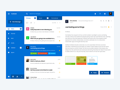 Outlook Email Redesign design email email design email template flat minimal minimalist ui web design