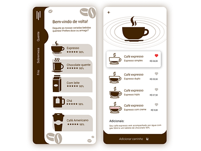 Coffee menu design typography ui ux