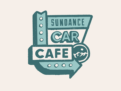Sundance Car Cafe color design illustration logo mountain ski snowboard texture typography vector