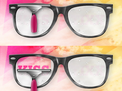 Comping for some interactive banners bright clouds colors fog glasses hipster kiss