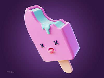🍦 Ice cream tragedy 3d 3d illustration blender blender 3d cartoon cycles ice cream illustration pink render stylized