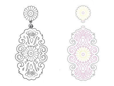 From sketch to vector (2019 - 2020) curves curves for laser earrings illustration laser cutting vector