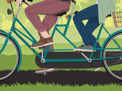 Tandem adventure bicycle bike exercise happy illustration minimal outdoors outside tandem texture