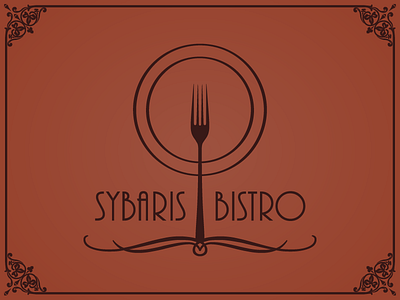Sybaris Bistro antique branding design food logo vintage