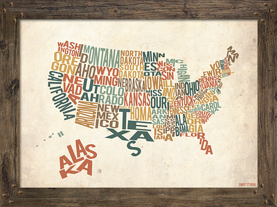 United We Stand america map print typography usa