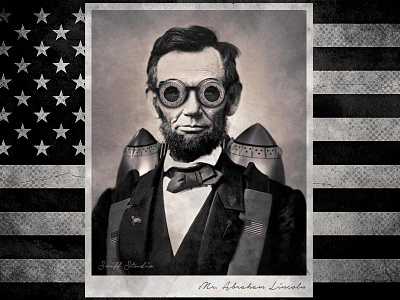Four score and 7, 6, 5... abe america comp grunge lincoln photo president rocketeer usa