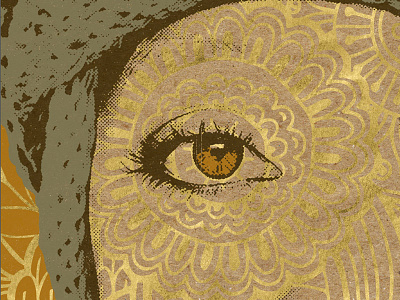 Badu - Details aged distressed gig poster grunge halftone illustration paper screen texture