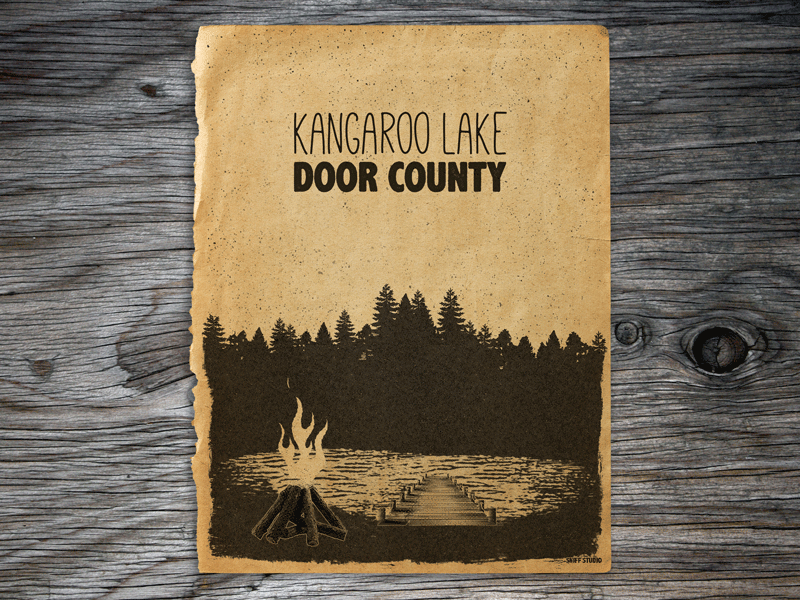Kangaroo Lake • Door County • Wisconsin animation camp door county fire illustration lake moon nature texture wisconsin