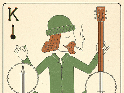 Jamgrass - King of Banjos banjo hat illustration joint king playing card texture