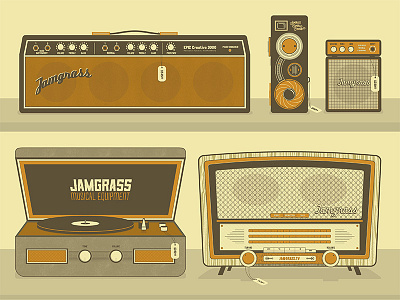 Jamgrass Poster - Full Piece camera illustration jamgrass radio record retro texture vintage
