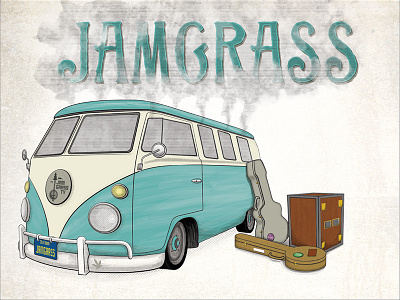 Jamgrass Sesh - WIP folk halftone illustration jamgrass marijuana music paint pot smoke texture weed