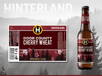 Hinterland Brewery - Door County Cherry Wheat beer blossom brewery cherry fog hinterland illustration texture topography trees wheat wisconsin