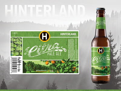Hinterland Brewery - Citra Pale Ale beer brewery citrus dragonfly grove hinterland illustration oranges texture topography trees wisconsin