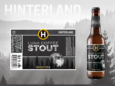 Hinterland Brewery - Luna Coffee Stout beer brewery coffee hinterland illustration luna moon owl texture topography trees wisconsin